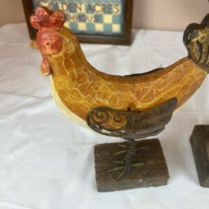 Rustic Brown and Cream Rooster Figurine